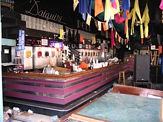 interior of bar, damaged and dirty