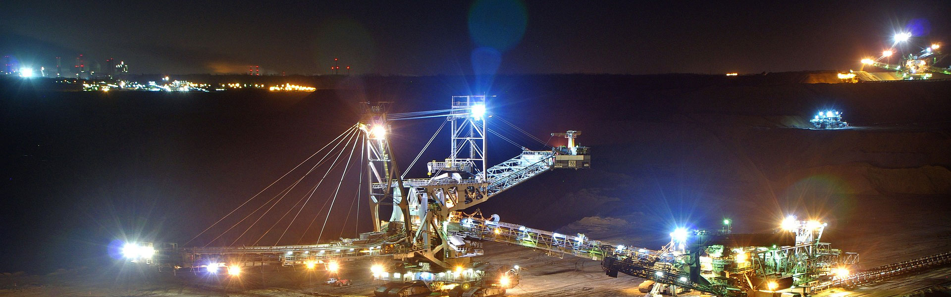 Nighttime photo of a mining operation